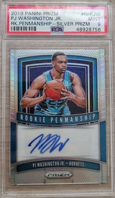 2019 PANINI PRIZM PJ Washington RK.Penmanship-Silver PRIZM PSA 9 Auto