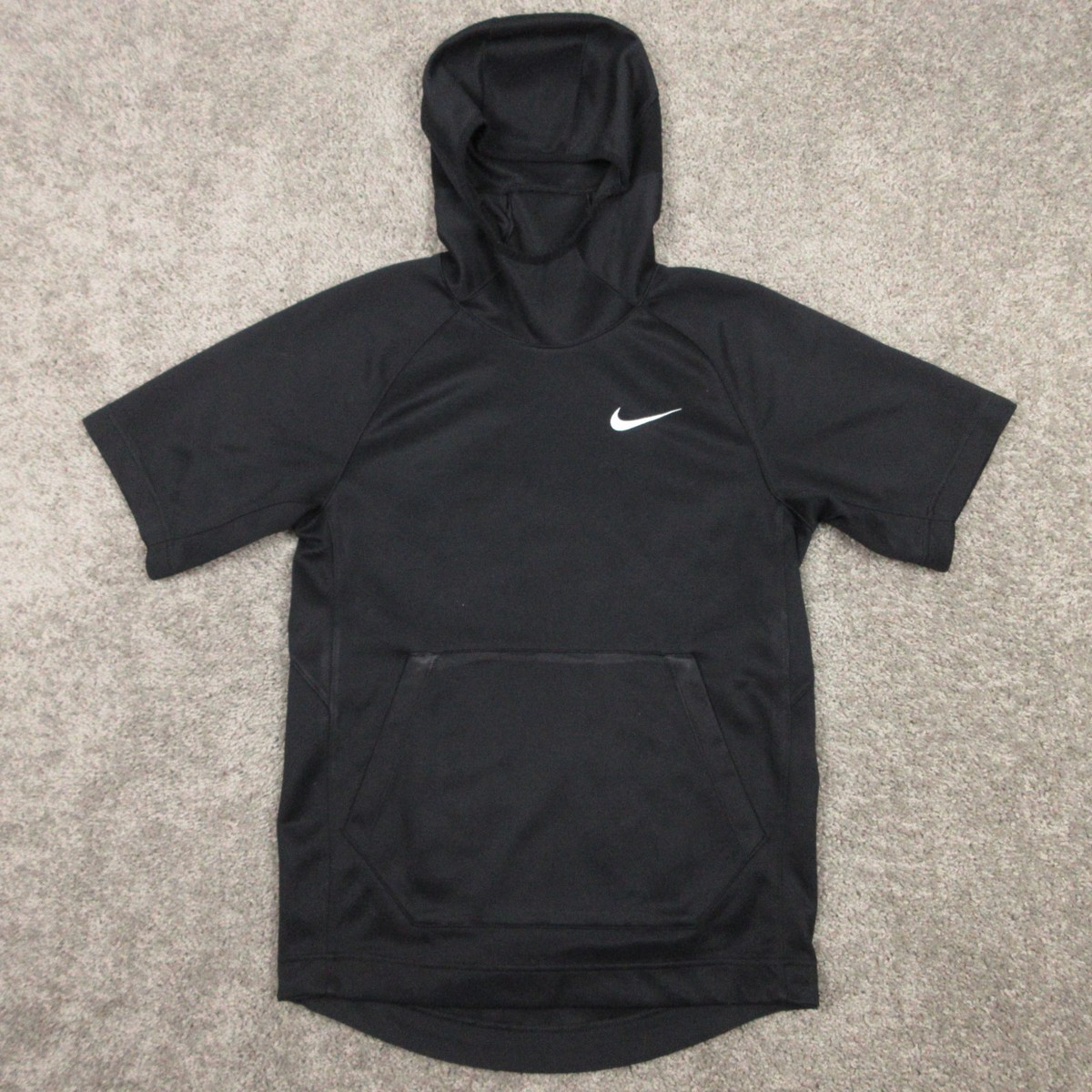 Nike Sweater Mens Small Black Short Sleeve Pullover Hoodie