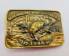 Vintage 1988 Bass Anglers Sportsman Society Fishing Belt Buckle 2" X 3"