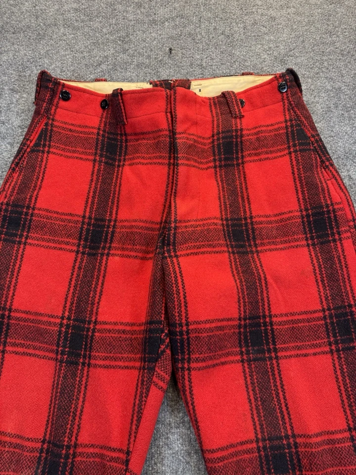 Vtg 1950s-60s Pine Crest Buffalo Plaid Wool Hunting Pants 36x28 - Image 4 of 4