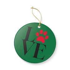 Love Paw Print Ceramic Christmas Tree Ornament