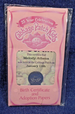 Cabbage Patch Kids Birth Certificate Adoption Papers Melody Athena January 11th