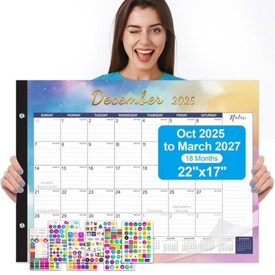 Desk Calendar 2026 - 18 months Use Oct 2025 to March 2027, 22'' x 17'' Large De...