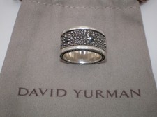 David YURMAN 925 Sterling Silver Wide BLACK DIAMOND Cable Ring size 9 23.4 gr