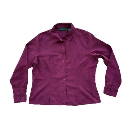 Lemon Grass Studio Magenta Button Down Shirt Women s Suede XL Brass Button Rodeo