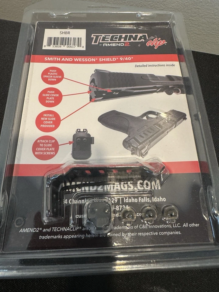 Techna Clip SHBR Conceal Carry S&W Smith & Wesson Shield 9mm .40 BLK RH NEW - Image 2 of 2