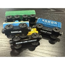 Sodor Railway Mixed Lot of 4 Handcar, Scrap Car, Caboose Thomas the Train Wooden