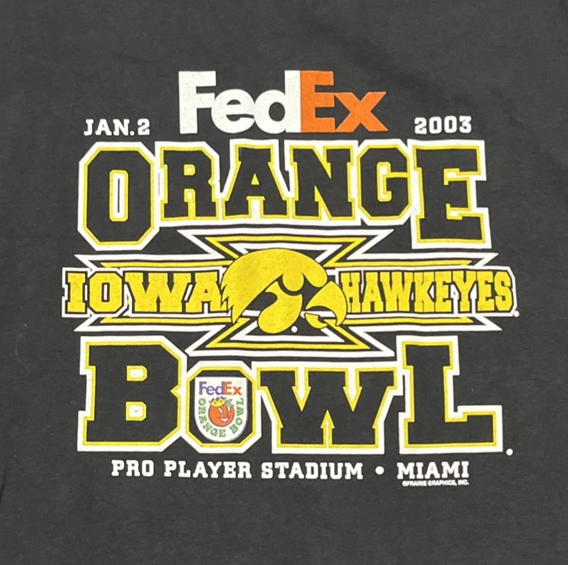 Camiseta Gildan Iowa Hawkeyes 2003 Orange Bowl para hombre grande de algodón negro Foto 2 de 4