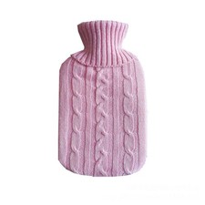 Hot Water Bottle With Fluffy / Soft Knitted Cover 2 Litre Rubber Bottle Bag