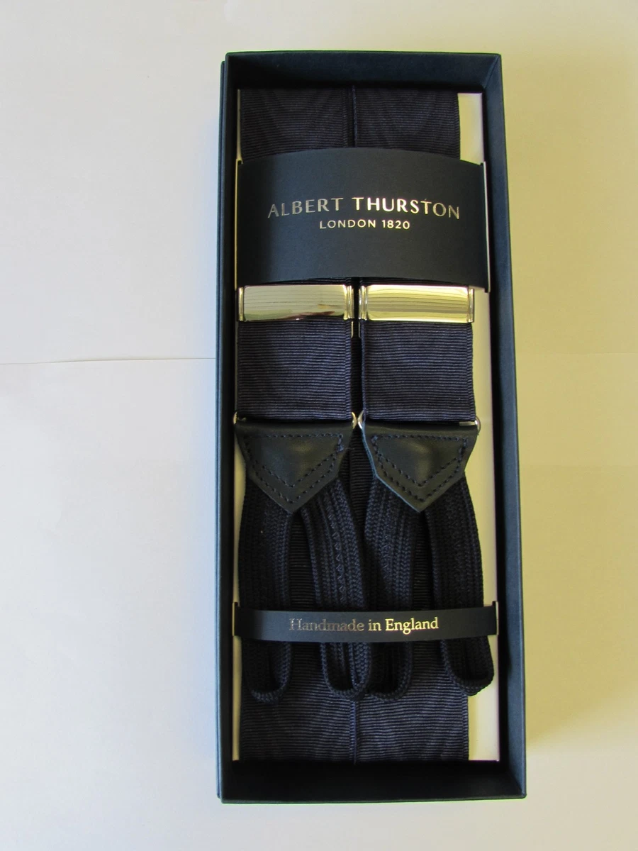 Albert Thurston Black With a Silver Cross Leather End Braces - Canada