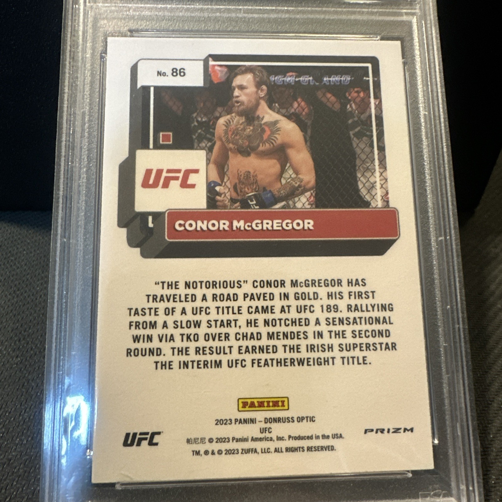 2023 Panini Optic UFC - White Sparkle Prizm #86 Conor McGregor SSP PSA 10 view 5