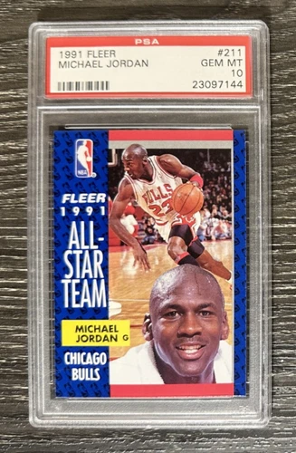 1991 FLEER #211 MICHAEL JORDAN PSA 10 BULLS HOF