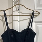 Express Women’s Black Denim Sweetheart Spaghetti Strap Zip Jumpsuit S — photo 3