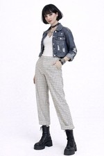 Vintage 1970s Plaid Blue Wide Leg Cuffed Pants Golf Slacks