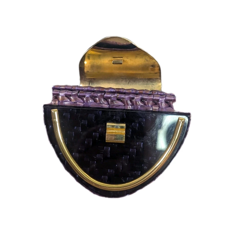 Bolso sin asas/monedero vintage años 60 Rodo mimbre púrpura hecho en Italia Foto 4 de 4