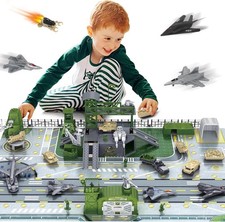 Military Base Toy, Army Toys Set with 13 Vehicles Airplane Tank Trucks Helicopte