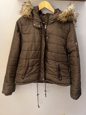 THREAD & SUPPLY Women s Size Large L Jacket Coat Faux Fur Hood Winter Full Zip
