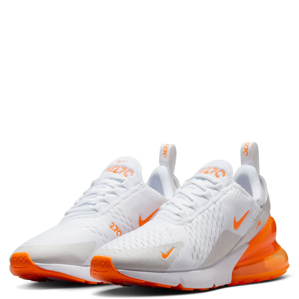 Nike W Air Max 270 White Total Orange Sneakers AH6789-126 Women's