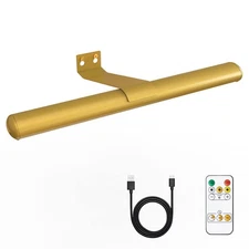 Led Picture Light Gold Wireless with Remote Control,Painting Rechargeable