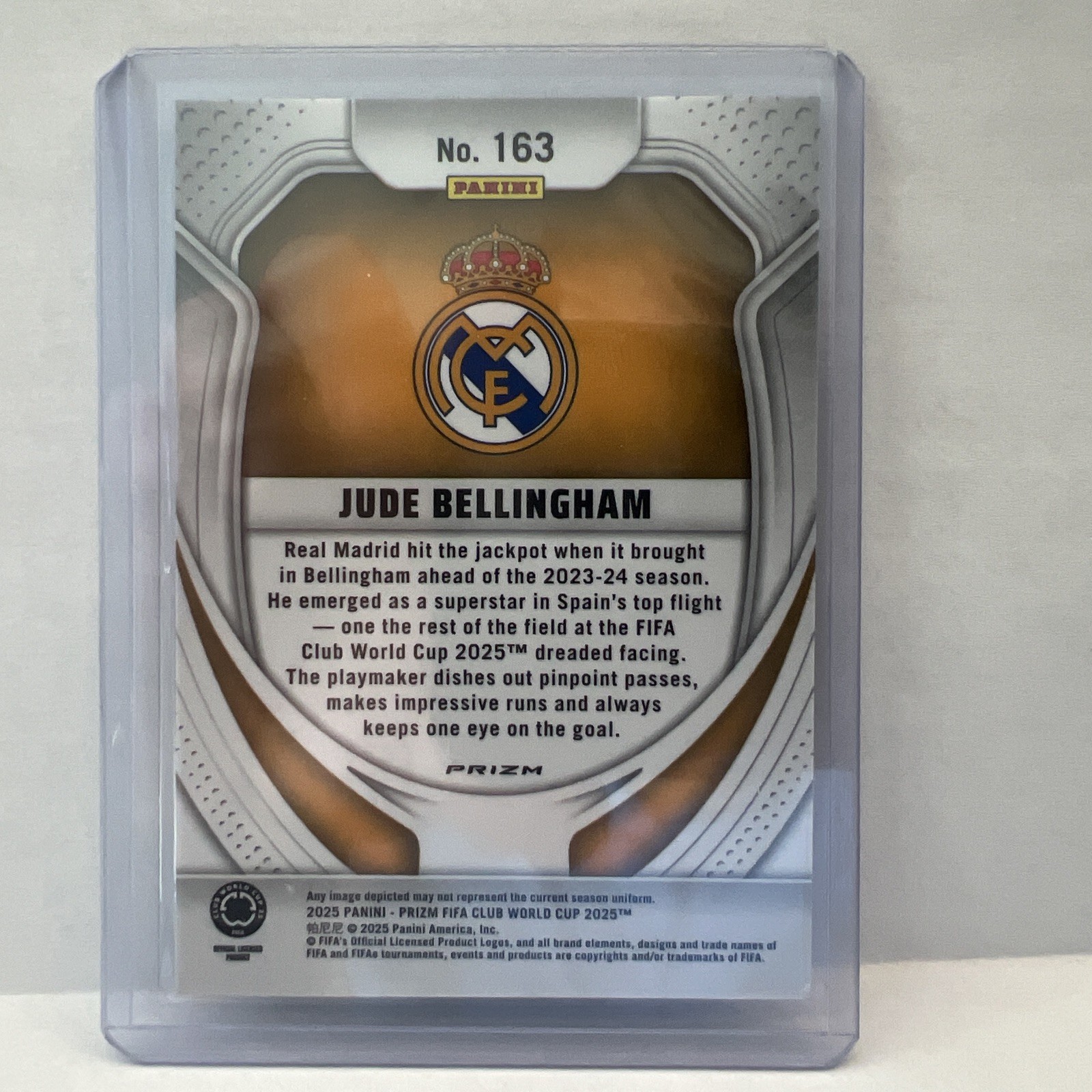 2025 Panini Prizm Fifa Club World Cup - Jude Bellingham #163 Gold Prizm view 2