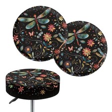Dragonfly Bar Stoolcover Flower Stool Seat Cushion Elastic Fabric Seat Cover ...