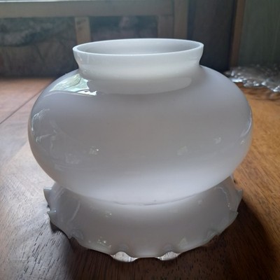Antique Milk Glass Ruffled Edge Lamp  Shade 4  Fitter NICE!!