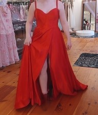 Sherry Hill Red Satin Prom Dress