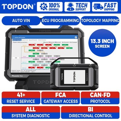 2026 TOPDON Phoenix MAX J2534 ECU Programming Tool 13.3'' Screen DoIP CAN-FD ADAS