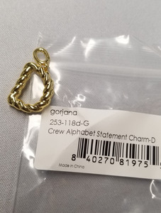 Authentic Gorjana 18K Gold Plated Crew Alphabet Statement "D" Charm 1.1"