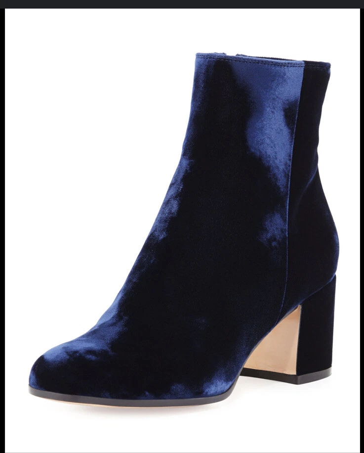 Aquazzura blue velvet boots sale