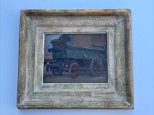 OLD WAGON Painting Antique WPA AMERICAN REGIONALISM LISTED IMPRESSIONISM 1940'S