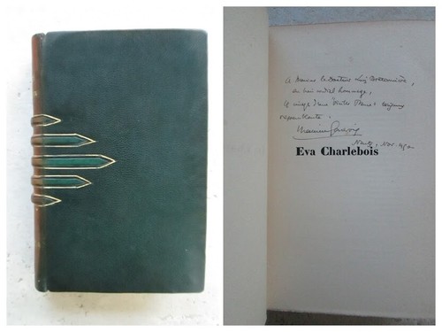 Maurice GENEVOIX : EVA CHARLEBOIS roman, 1944. E.O. avec envoi, reliure.