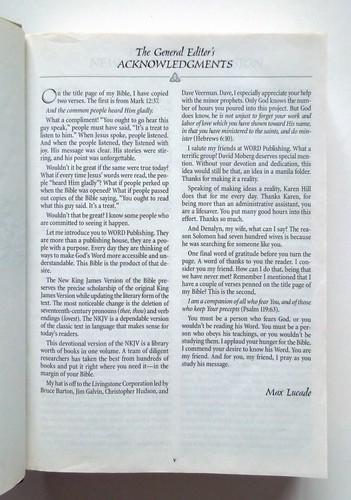 The Inspirational Study Bible (NKJV) - Max Lucado (editor), 1995 hc, Word Bibles - Picture 5 of 17