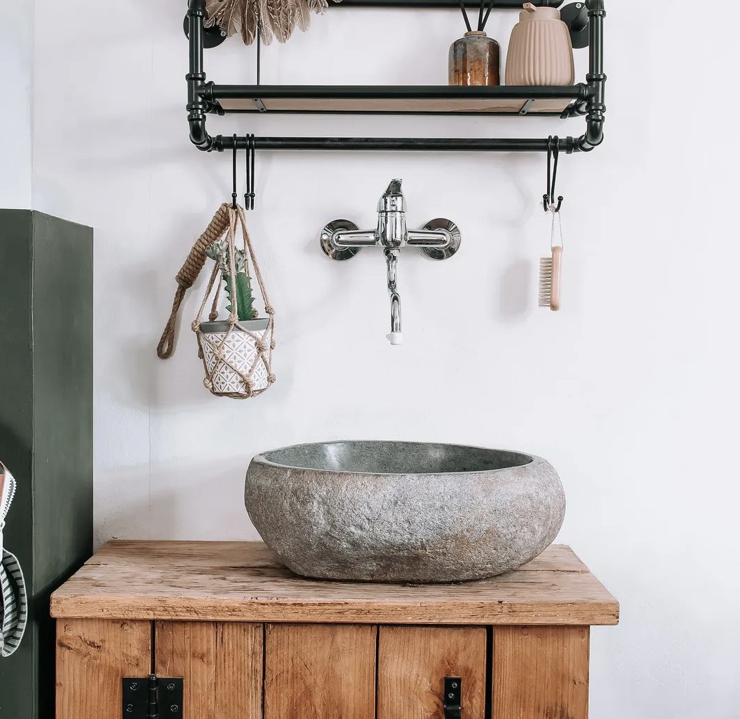 Lavabo de Piedra Natural para Mueble de Baño o Aseo, Lavabo Ovalado...