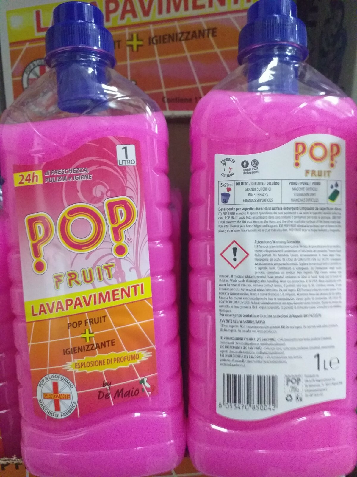 6 pz Pop Fruit Detergente Lavapavimenti Igienizzante Esplosione di Profumo 1Lt