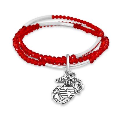 Marines Chloe Multi-line Red Facet Bead Stretch Bracelet