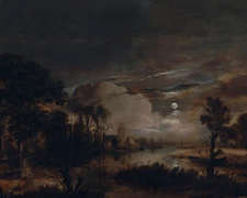 1647 Moonlit Landscape Painting Reproduction Giclee Print on Fine Art Paper