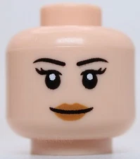 Lego Head  Female Thin Black Eyebrows Long Eyelashes Medium Nougat Lips Smile