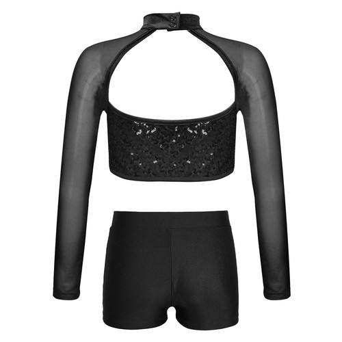 Kids Girls Dancewear Ballet Outfit Lyrical Shirt And Bottoms Cheer Tracksuit - Picture 38 of 49