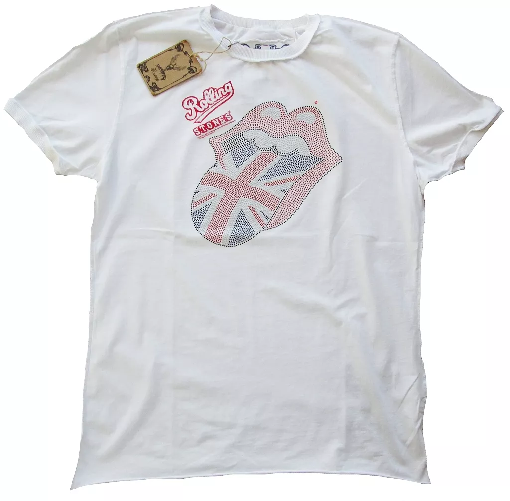 T shirt rolling top stones zunge strass
