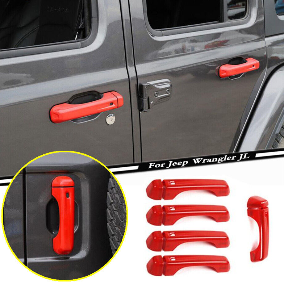 Red Car Door Handle Cover Trim Bezel for 2018-2023 Jeep Wrangler JL Accessories