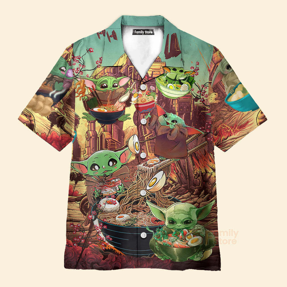 Star Wars Baby Yoda Cute Ramen Hawaiian Shirt Men's US Size Summer Style New