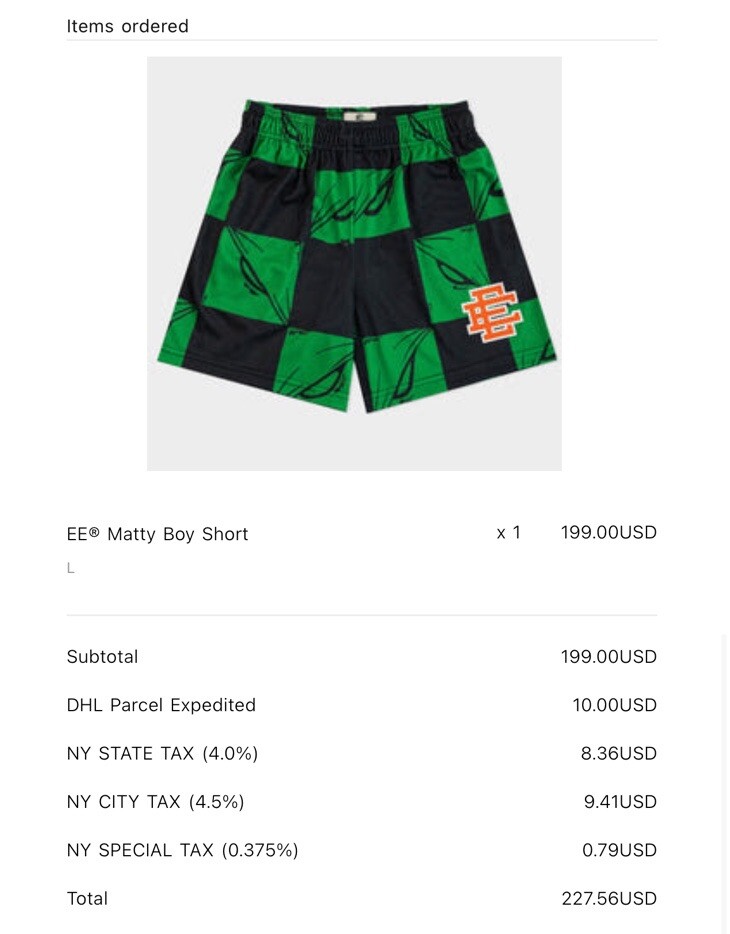 ウェア Eric Emanuel x Matty Boy EE Shorts-green ERIC EMANUEL EE x MATTY BOY SHORTS - GREEN, MEDIUM | eBay