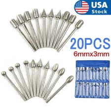20Pcs 120 Grit Diamond Burr Set Drill Bits Set for Dremel Tool Rotary Grinding