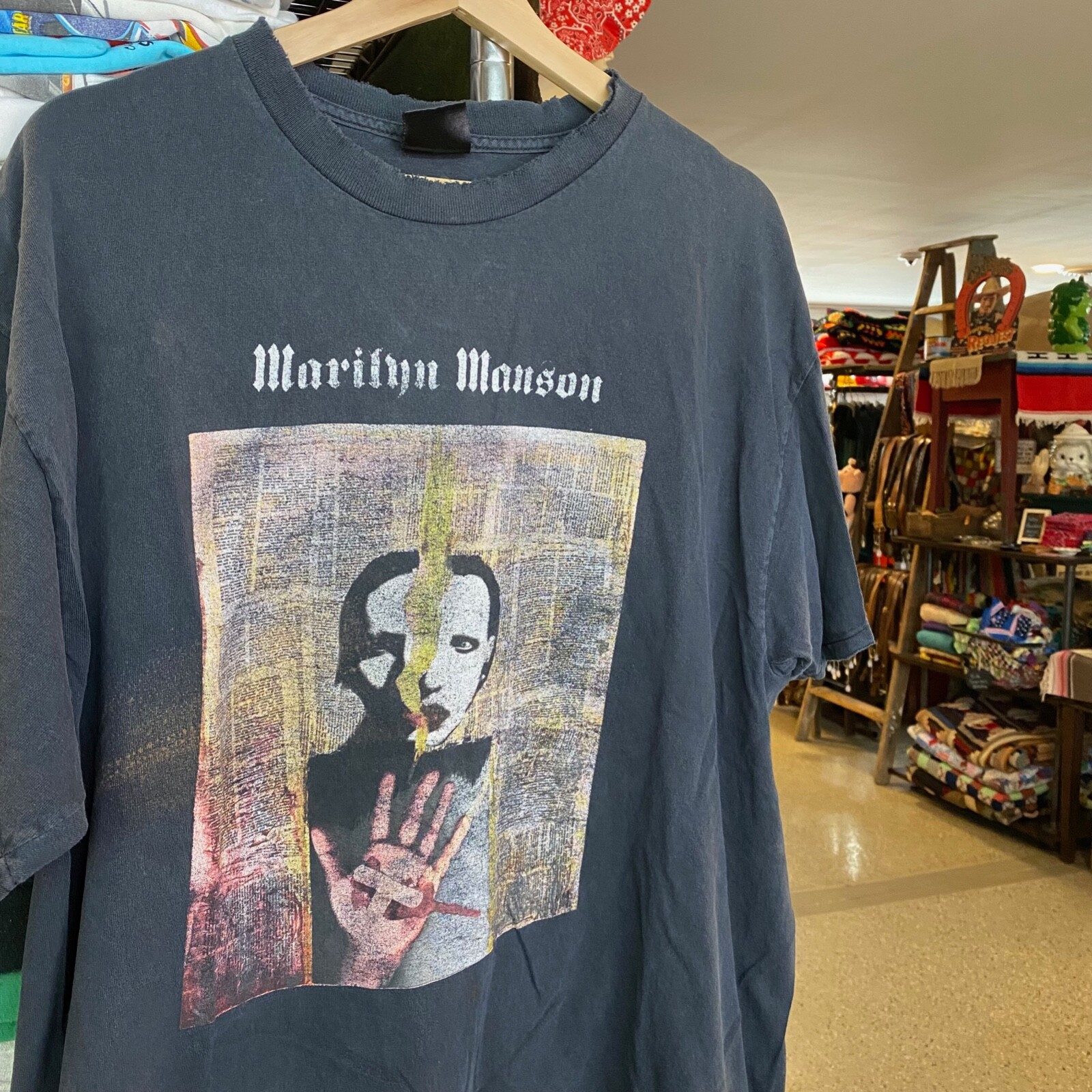 Marilyn Manson s Faded Music Rock Goth 1990s vintage concert t-shirt, vintage, single stitch, B+ condition