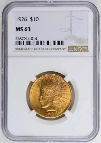 1926 P Gold Eagles $10 Indian Head NGC MS-63