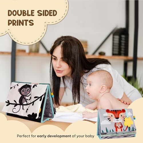 Tummy Time Mirror For Babies High Contrast Book With Large Stimulating Baby Safe - Picture 6 of 7