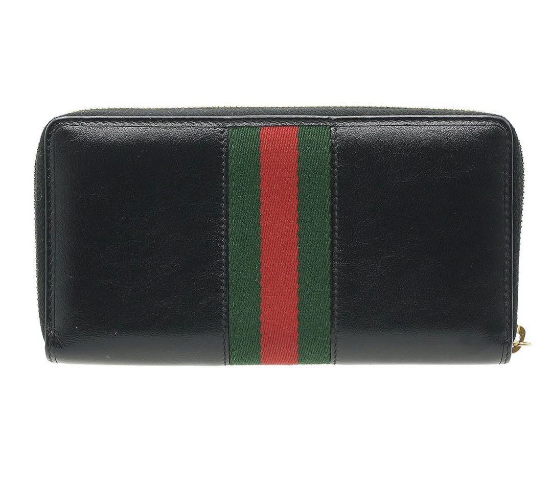 Gucci Raja Web Stripe Tiger Head Leather Long Wallet Ladies 