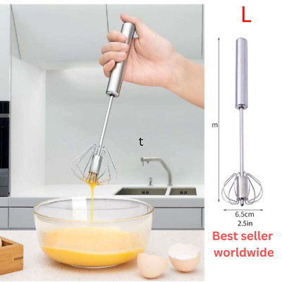Eier Schneebesen Eierschläger, Halbautomatisch Edelstahl Hand Push Rotary Schneebesen Mixer