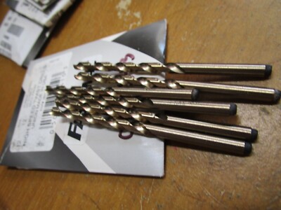#12 Cobalt 135° Split Point Gold Finish Jobber Drill QTY 6